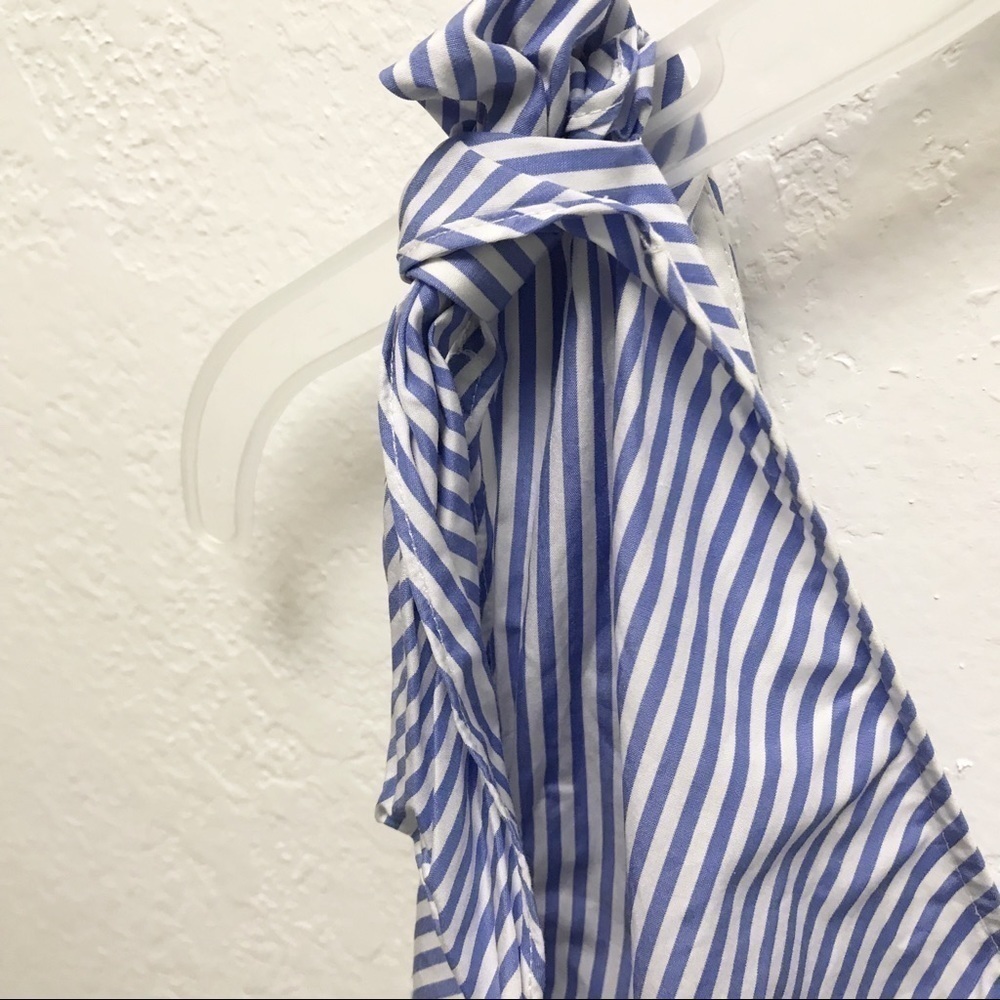 THEORY Womens Grajik One Shoulder Tank Top Size L Color Blue & White - Picture 8 of 8